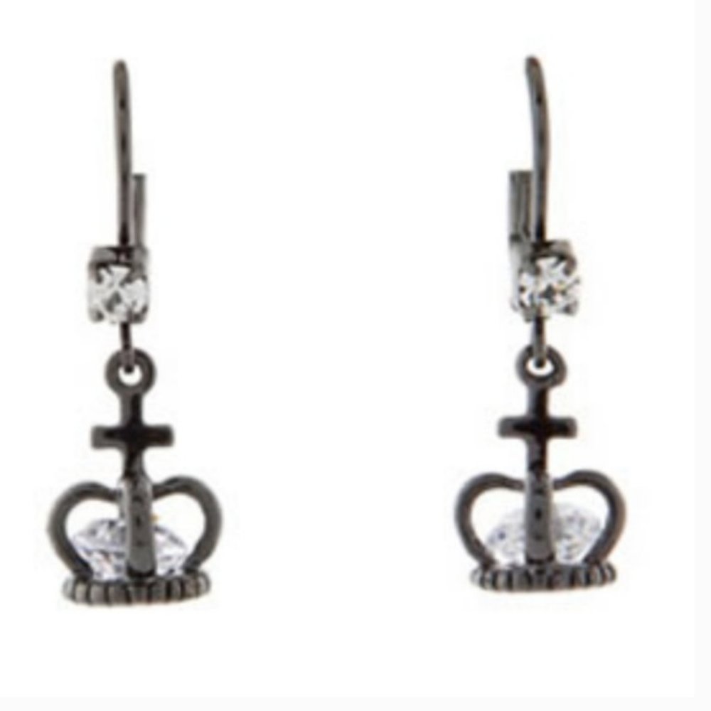 ๐ Betsey Johnson Royal Diamond Crown Earrings - Picture 1 of 3